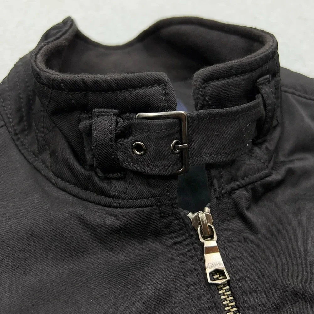 Banana‎ Republic Waxed Field Jacket Men's XL Black Full Zip Chin Strap Chore Y2K